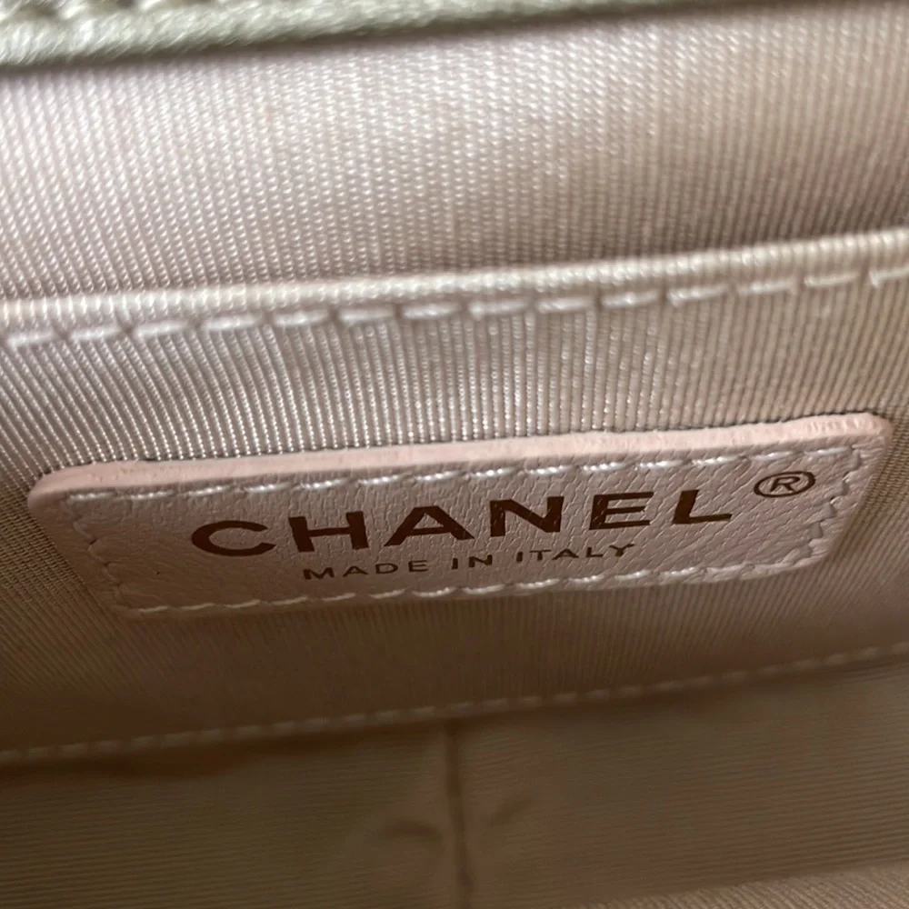 Chanel mini square quilted camellia two toned flap bag 17a bronze silver gold